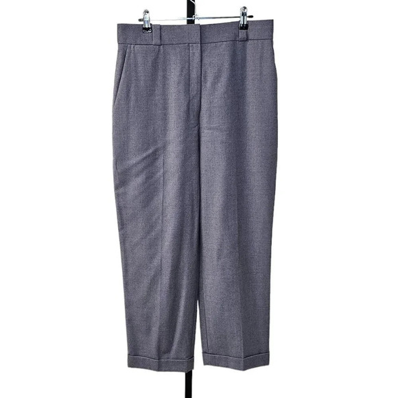 Theory Women's Sleek Flannel Straight Cuff Pant Size 10 Wool High Rise - Picture 2 of 11